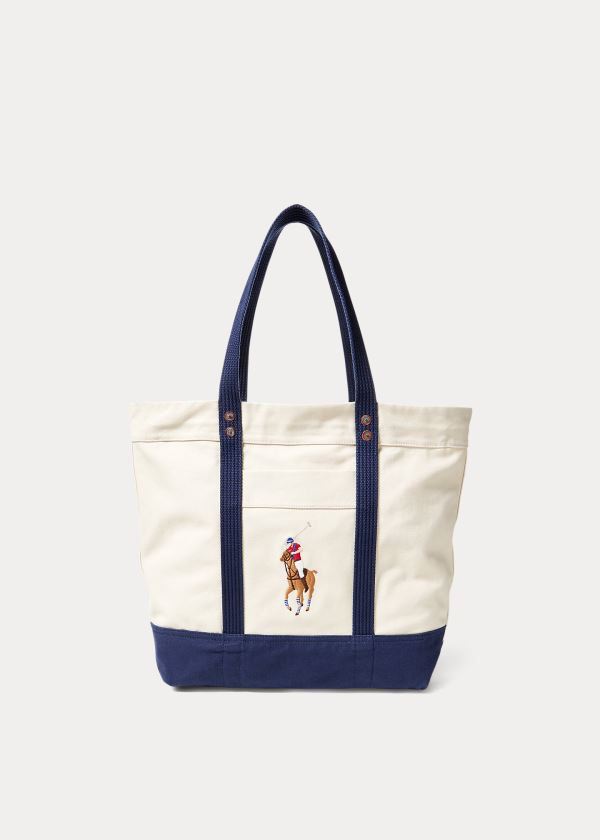 Polo Ralph Lauren Lærred Big Pony Tote Bag Herre Danmark (FDLEW6094)